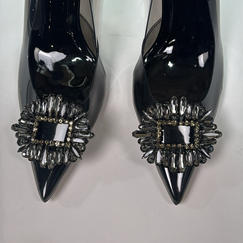 Good American Cinder-F*CKING-RELLA Jeweled Pump In Light Smoke Size 8 - Picture 3 of 6